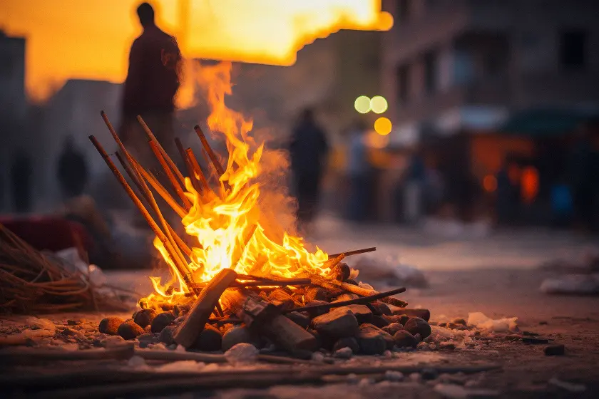 Hoguera encendida en la playa de Alicante en la noche de San Juan